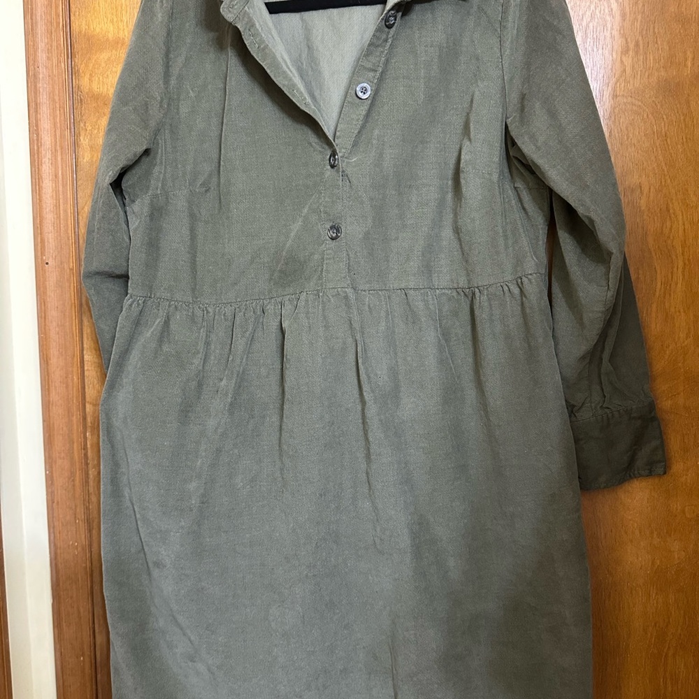 Olive Green Button-Up Dress